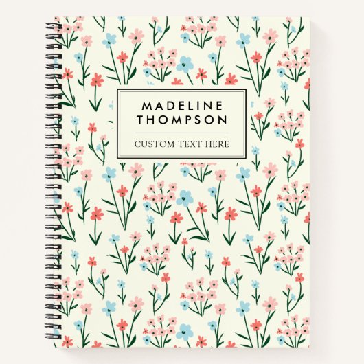 Niedliche einfache botanische Rosa Blauer Blume  Notizblock (Vorderseite)