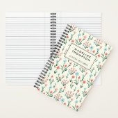 Niedliche einfache botanische Rosa Blauer Blume Notizblock (Innen)