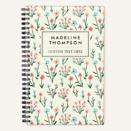 Niedliche einfache botanische Rosa Blauer Blume Notizblock