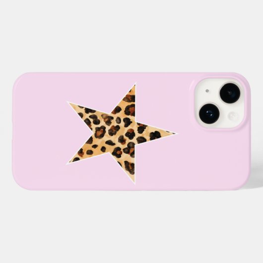 Niedliche einfache Cheetah Print Star Pink iPhone  Case-Mate iPhone Hülle (Rückseite (Horizontal))
