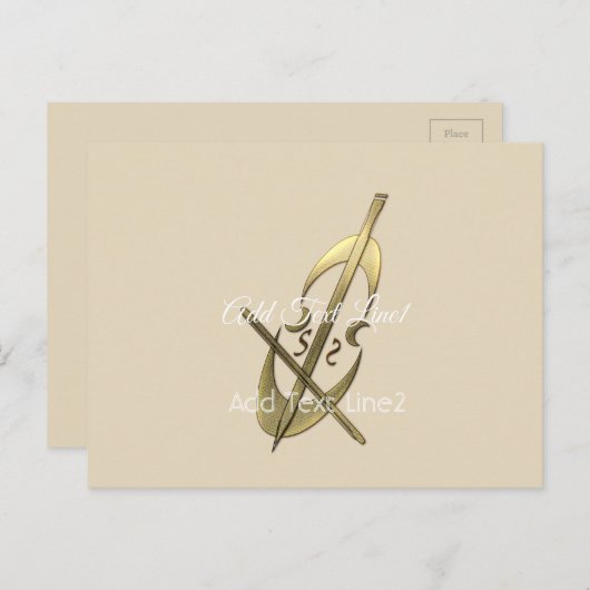 Niedliche einfache Chic Gold Cello Musik Danke Kar Postkarte (Vorne/Hinten)