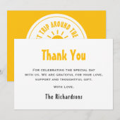 Niedliche einfache erste Reise rund um die Sonne 1 Dankeskarte (Vorne/Hinten)