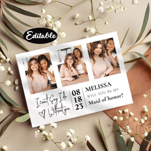 Niedliche Einfache Foto Collage Bridesmaid-Vorschl Einladung