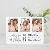 Niedliche Einfache Foto Collage Bridesmaid-Vorschl Einladung (Stehend Vorderseite)