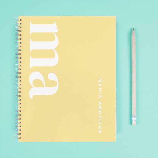 Niedliche Einfache Gelbe Monogrammschule Notizblock