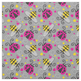 Niedliche, einfache grafische Ladybugs und Bienen Stoff