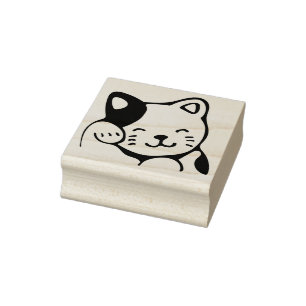 Niedliche einfache Grooming Lucky Cat Gummistempel