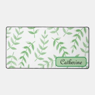 Niedliche einfache grüne Botanische Monogramm-Blät Schreibtischunterlage