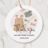 Niedliche Einfache Kleidung Pink Babydusche Danke Geschenkanhänger (Vorderseite)