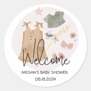 Niedliche Einfache Kleidung Pink Babydusche Empfan Runder Aufkleber