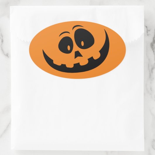 Niedliche einfache Kürbislaterne Ovaler Aufkleber (Tasche)