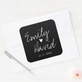 Niedliche einfache Minimalistische Schwarz-Weiß-Ho Quadratischer Aufkleber