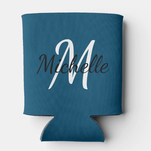 Niedliche, einfache, moderne, blaue und weiße Mono Dosenkühler (Rückseite)