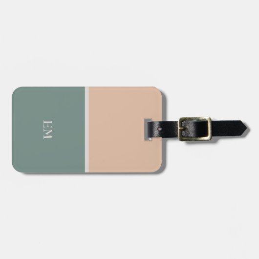 Niedliche Einfache moderne Mit Monogramm Grüne Ini Gepäckanhänger (Vorderseite horizontal)