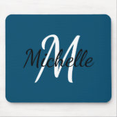 Niedliche einfache Monogramm Anfangsname Dunkelbla Mousepad (Vorne)