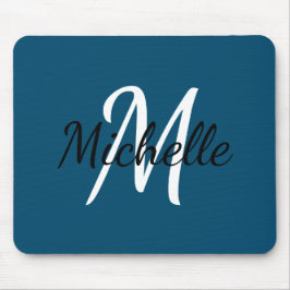 Niedliche einfache Monogramm Anfangsname Dunkelbla Mousepad