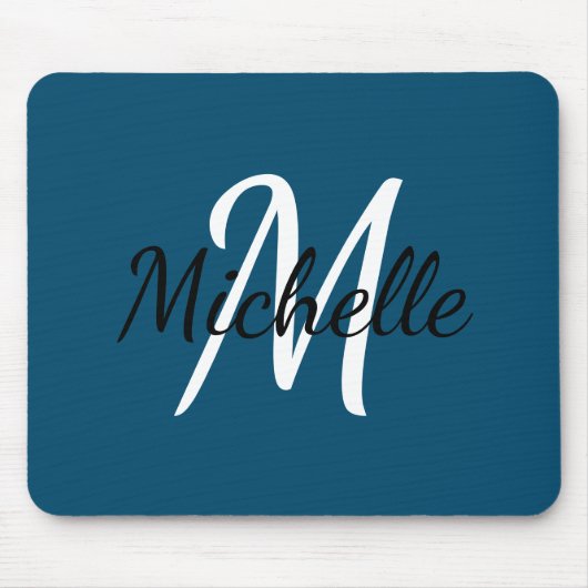Niedliche einfache Monogramm Anfangsname Dunkelbla Mousepad (Vorne)