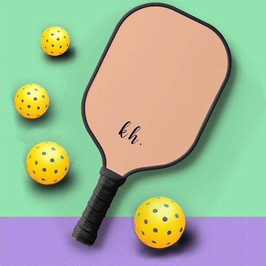 Niedliche Einfache Pfirsichrosa Monogramm-Initiale Pickleball Schläger