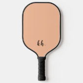 Niedliche Einfache Pfirsichrosa Monogramm-Initiale Pickleball Schläger (Vorderseite)