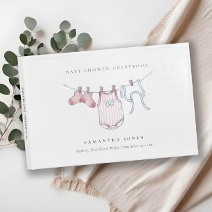 Niedliche Einfache rosa Wäscheleine Girl-Babydusch Gästebuch