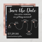 Niedliche Einfache Rose Gold White Black Timeline Save The Date (Vorne/Hinten)