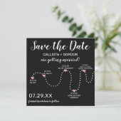 Niedliche Einfache Rose Gold White Black Timeline Save The Date (Stehend Vorderseite)