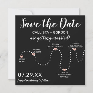 Niedliche Einfache Rose Gold White Black Timeline Save The Date