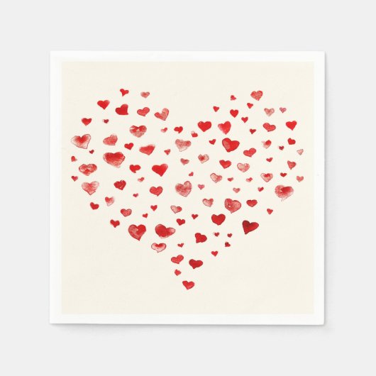 Niedliche, einfache rote Wasserfarbenherzen Serviette (Vorderseite)
