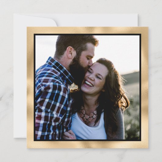 Niedliche Einfache Schwarz-weiße Timeline-Hochzeit Save The Date (Rückseite)