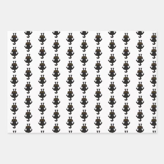 Niedliche einfache Schwarze Katze Geschenkpapier Set (Vorderseite 3)