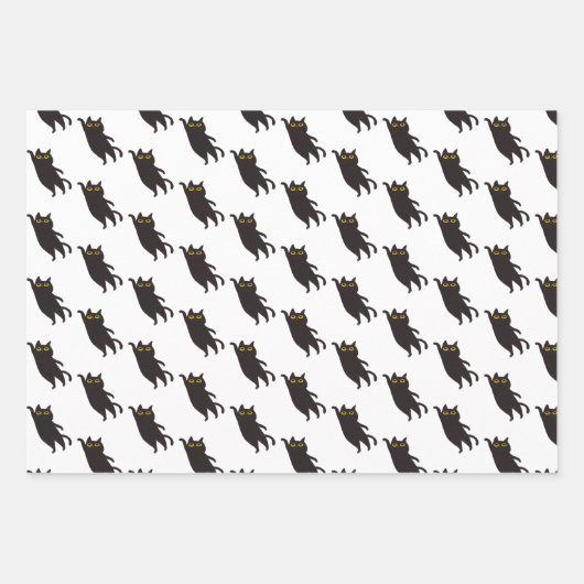 Niedliche einfache Schwarze Katze Geschenkpapier Set (Vorderseite 2)