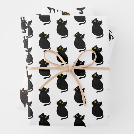 Niedliche einfache Schwarze Katze Geschenkpapier Set (Beispiel)
