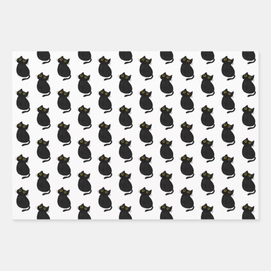 Niedliche einfache Schwarze Katze Geschenkpapier Set (Vorderseite)