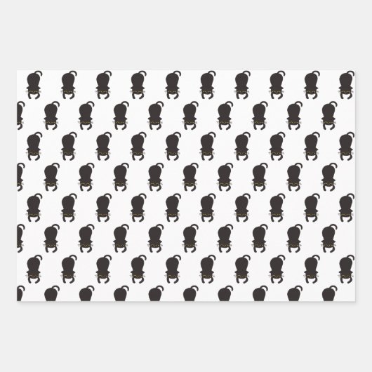 Niedliche einfache Schwarze Katze Geschenkpapier Set (Vorderseite 3)