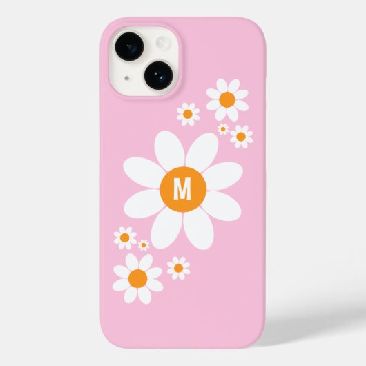 Niedliche, einfache, weiße Daisy Design Soft Pink Case-Mate iPhone Hülle (Rückseite)