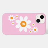 Niedliche, einfache, weiße Daisy Design Soft Pink Case-Mate iPhone Hülle (Rückseite (Horizontal))