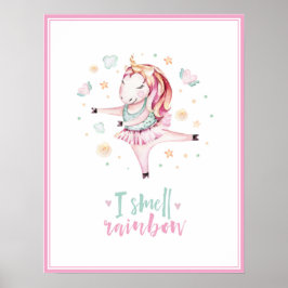 niedliche Einhorn Ballerina Girl Pink Kinder Poster