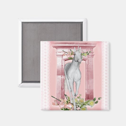 Niedliche Einhorn-Blume 1 Magnet (Vorderseite/Rückseite)