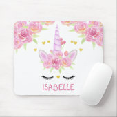 Niedliche Einhorn-Blume Rosa-Oberfläche Mousepad (Mit Mouse)