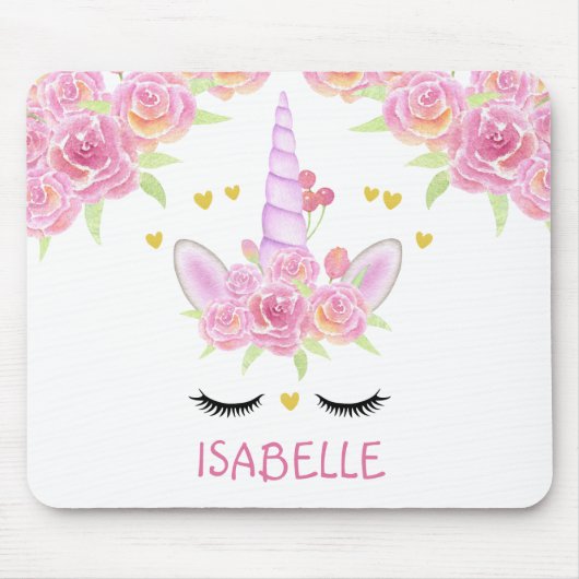 Niedliche Einhorn-Blume Rosa-Oberfläche Mousepad (Vorne)