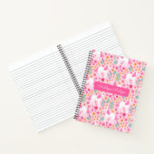 Niedliche Einhorn-Blume Rosa Personalisierter Name Notizblock (Innenseite)