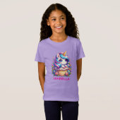 Niedliche Einhorn & Cupcake Personalisiert Geburts T-Shirt (Vorne ganz)