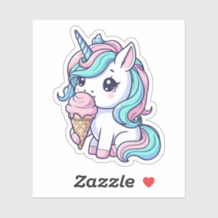 Niedliche Einhorn-Eiscreme, kundenspezifisch gesch Aufkleber
