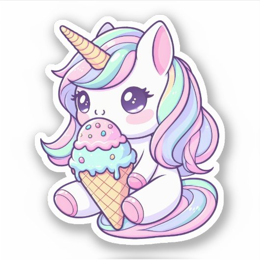 Niedliche Einhorn-Eiscreme, kundenspezifisch gesch Aufkleber (Vorderseite)