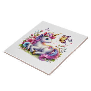 Niedliche Einhorn-Fantasie-Girls-Zimmer Fliese