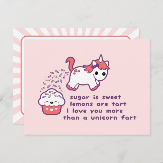 Niedliche Einhorn-Furz Postkarte (Vorne/Hinten)