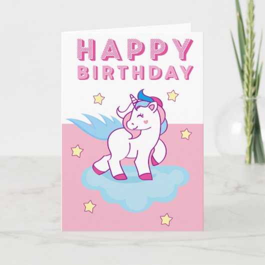 Niedliche Einhorn-Geburtstagskarte Karte (Vorderseite)