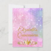 Niedliche Einhorn Gesicht Rosa Blume Quinceañera RSVP Karte (Rückseite)