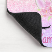 Niedliche Einhorn-Gesichtshaut Regenbogen-Glitzer Mousepad (Ecke)