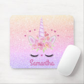 Niedliche Einhorn-Gesichtshaut Regenbogen-Glitzer  Mousepad (Mit Mouse)